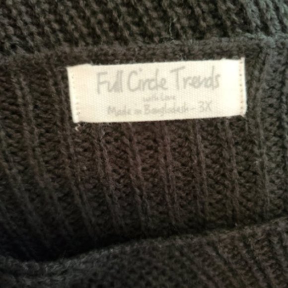 Full Circle Trends Womens Black Long Sleeve Crew Neck Sweater Dress Plus Size 3x - Picture 3 of 4